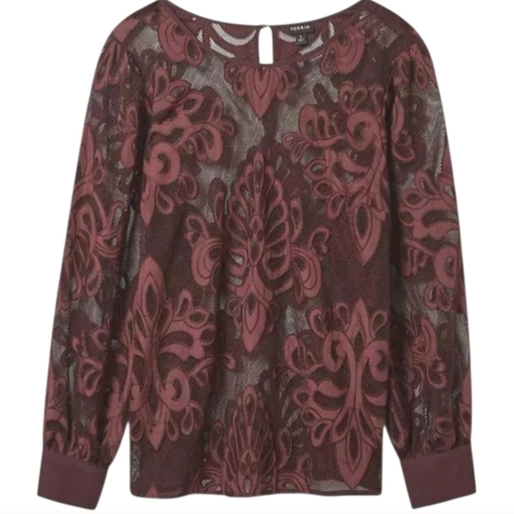 Torrid Burgundy Lace Blouse Size 1X